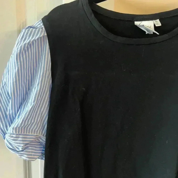 Finley Puff Sleeve Dress Size XL Color Black Blue White - Picture 2 of 5